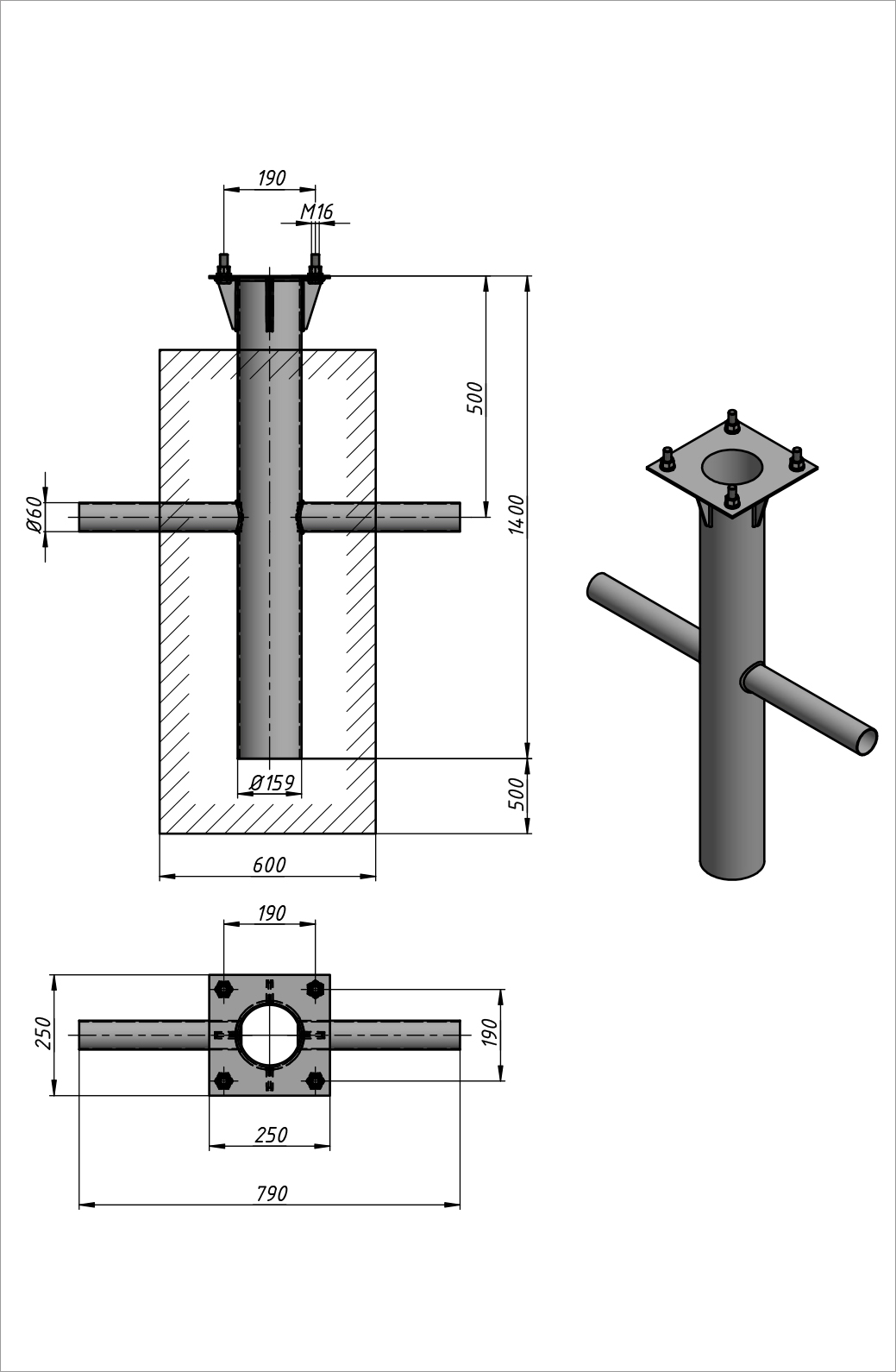 Закладная Т3 -1400мм